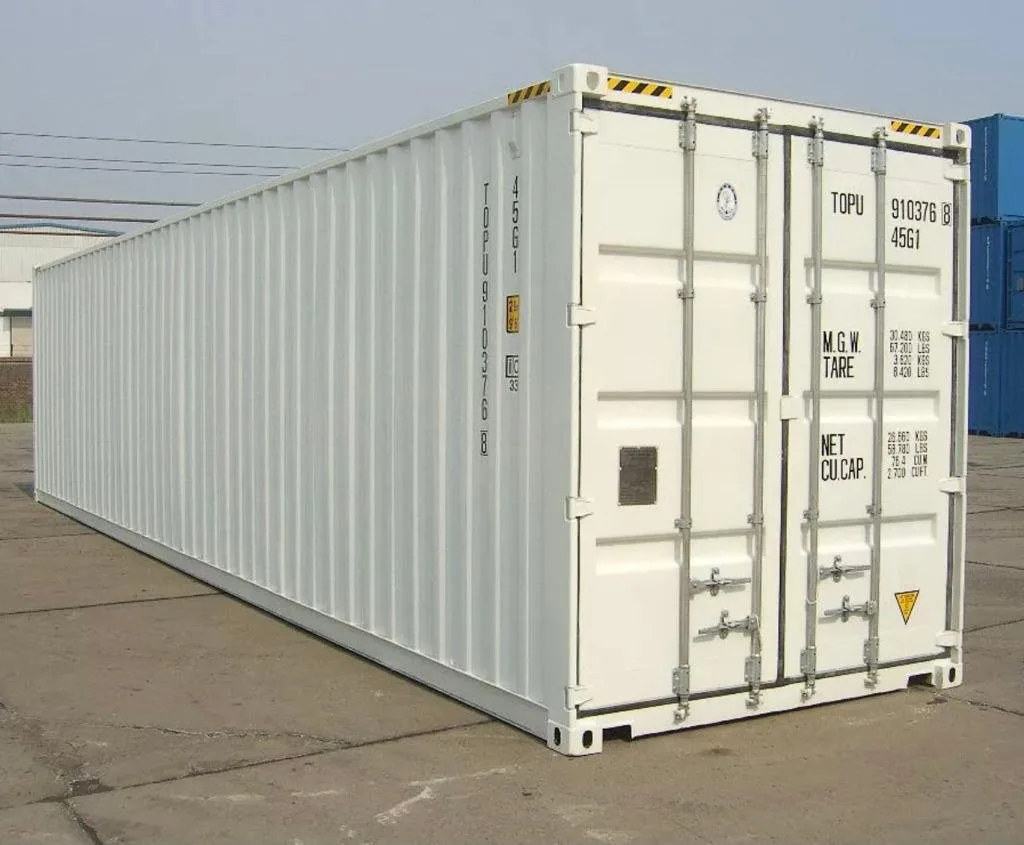 contenedor marítimo 40 pies high cube nuevo blanco, estándar iso, certificado csc